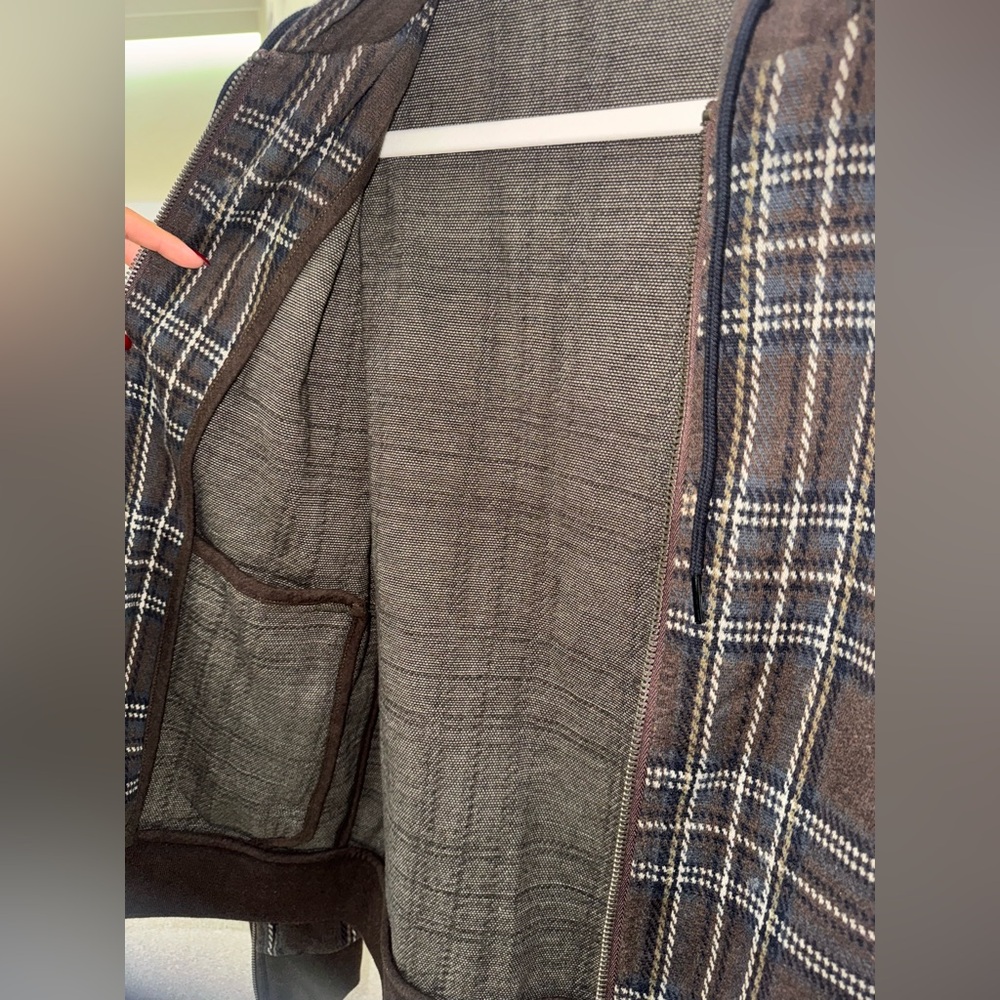 Marc by Marc Jacobs Plaid Zip-Up Hoodie Jacket – Brown & Navy - Picture 10 of 10